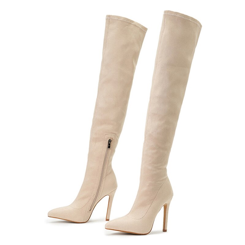 Fashion Pointed Toe Zip Over The Knee Boots Super Stiletto Heels Women ...